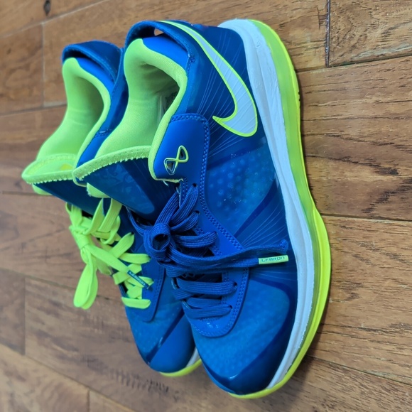 Nike LeBron 8 V2 Low Sprite Blue & Neon Green Athletic Basketball Shoes - Picture 3 of 13
